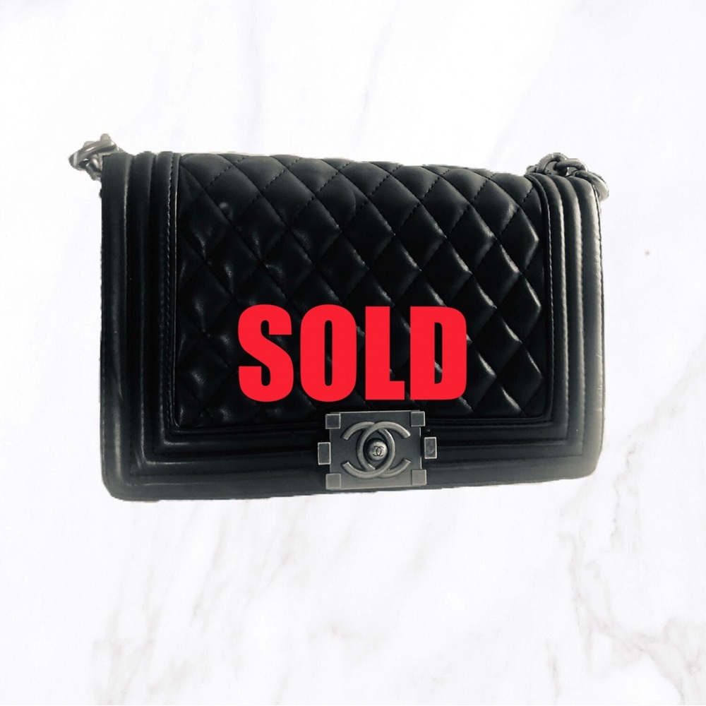 CHANEL Calfskin Quilten Small Boy Bag